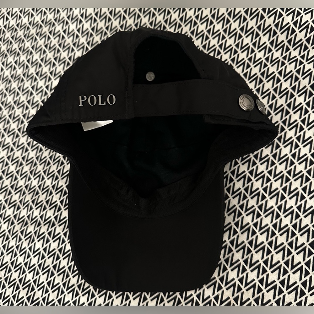 Polo Ralph Lauren black pony plaque cap baseball hat adjustable gunmetal silver - Picture 10 of 12